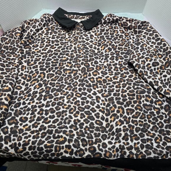 Cato Women's Collared Leopard Sweater - Picture 1 of 8